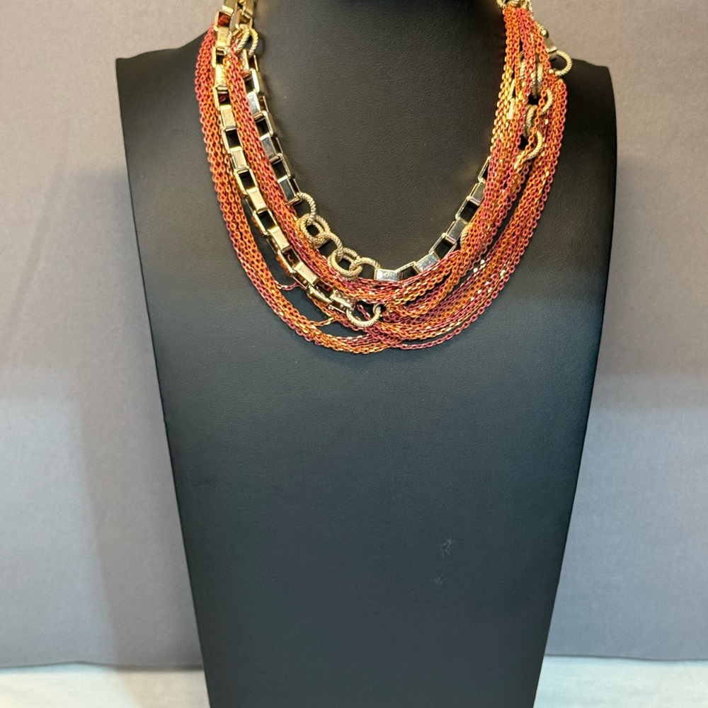 Chico's Gold and Red Multi-Strand Necklace - Picture 4 of 5